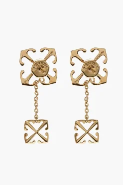 Orecchini DOUBLE ARROW in Ottone Effetto Dorato>Off-White Best