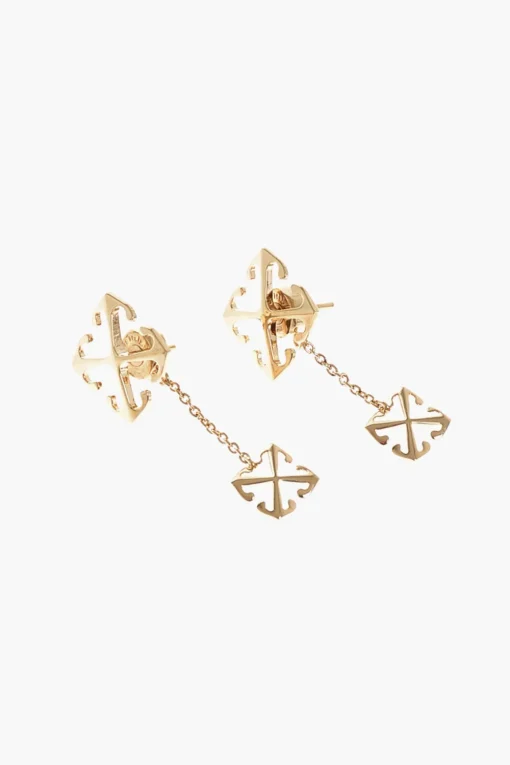 Orecchini DOUBLE ARROW in Ottone Effetto Dorato>Off-White Best