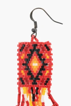 Outlet Orecchini Hoop NAVAJO In Perline di Vetro con Gancio in Argento Sterling Donna Gioielli