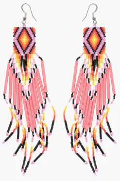 Fashion Orecchini Hoop NAVAJO In Perline di Vetro con Gancio in Argento Sterling Donna Gioielli