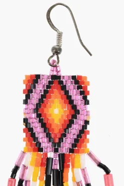 Fashion Orecchini Hoop NAVAJO In Perline di Vetro con Gancio in Argento Sterling Donna Gioielli