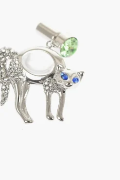 Orecchini in Ottone Effetto Argentato con Pendenti a Forma di Gatto>Marni Clearance
