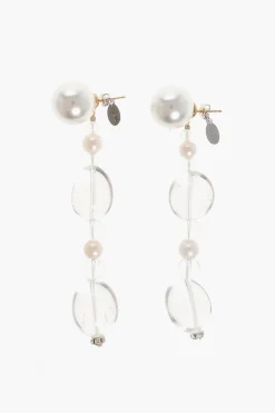 Fashion Orecchini SHELL con Perla e Pietre Trasparenti Donna Gioielli