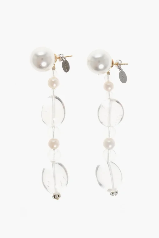 Fashion Orecchini SHELL con Perla e Pietre Trasparenti Donna Gioielli