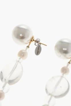 Fashion Orecchini SHELL con Perla e Pietre Trasparenti Donna Gioielli