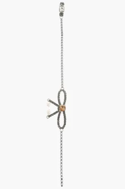 Orecchino Singolo a Clip con Maxi Catena e Fiocco Impreziosito da Strass>Dsquared2 Best