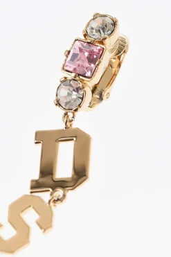 New Orecchino Singolo in Metallo Effetto Dorato con Pendente D2 Lettering Donna Gioielli