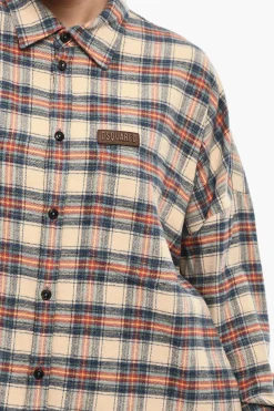Outlet Overshirt a Quadri in Cotone con Logo in Pelle Donna Camicie