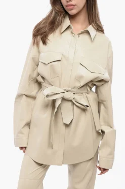 Overshirt ARTHA in Pelle Vegan con Cintura>Nanushka Fashion