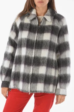 Online Overshirt Bicolore con Motivo Tartan e Chiusura Zip Donna Giubbotti