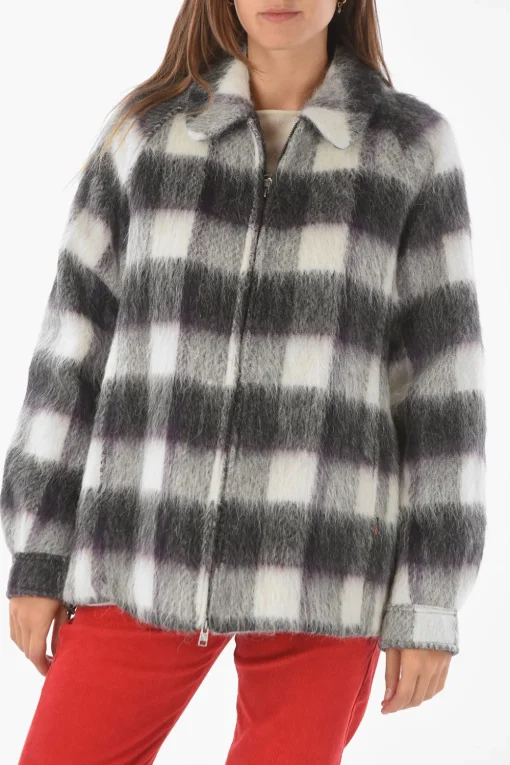 Online Overshirt Bicolore con Motivo Tartan e Chiusura Zip Donna Giubbotti