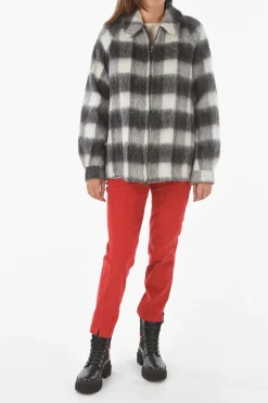 Online Overshirt Bicolore con Motivo Tartan e Chiusura Zip Donna Giubbotti