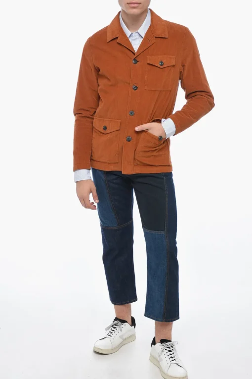 New Overshirt DERBY in Velluto a Coste con Tasche Utility Uomo Camicie