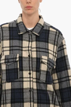 Overshirt EXPLORER Motivo Plaid con Doppio Taschino e Fondo Sfrangiato></noscript>Woolrich Sale