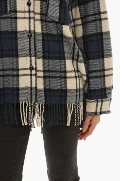 Overshirt EXPLORER Motivo Plaid con Doppio Taschino e Fondo Sfrangiato></noscript>Woolrich Sale