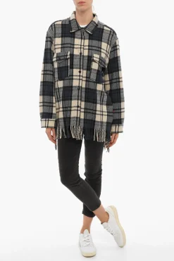 Overshirt EXPLORER Motivo Plaid con Doppio Taschino e Fondo Sfrangiato></noscript>Woolrich Sale