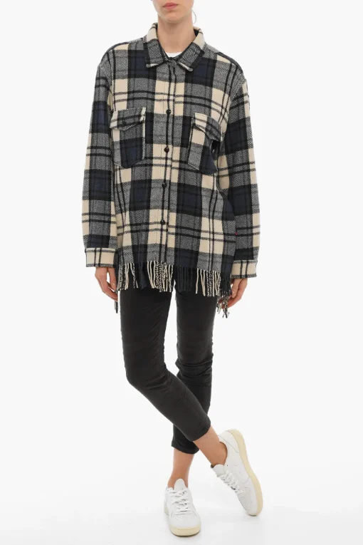Overshirt EXPLORER Motivo Plaid con Doppio Taschino e Fondo Sfrangiato>Woolrich Sale