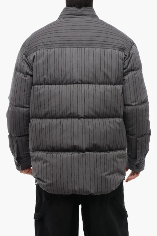 Sale Overshirt Imbottito in Cotone con Motivo Gessato e Design Reversibile Uomo Giubbotti