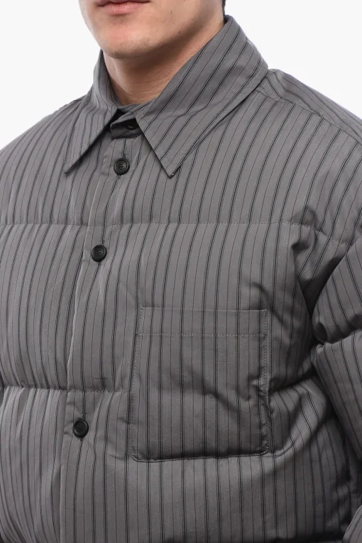 Sale Overshirt Imbottito in Cotone con Motivo Gessato e Design Reversibile Uomo Giubbotti