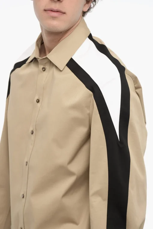 Overshirt in Cotone con Bande Laterali a Contrasto>Neil Barrett Discount