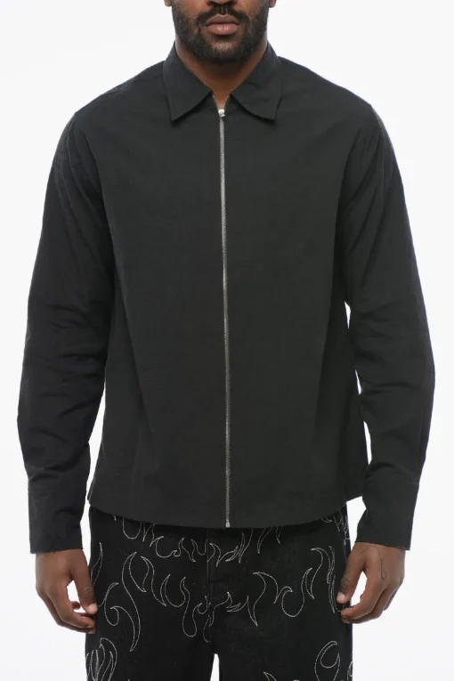 New Overshirt in Cotone Leggero con Chiusura Zip Uomo Camicie