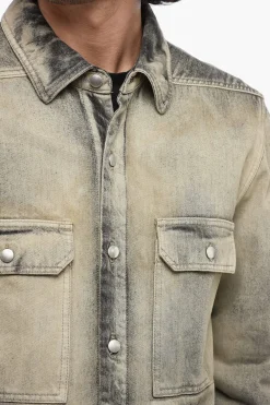 Overshirt in Denim Distressed con Fondo Sfrangiato></noscript>Rick Owens Clearance