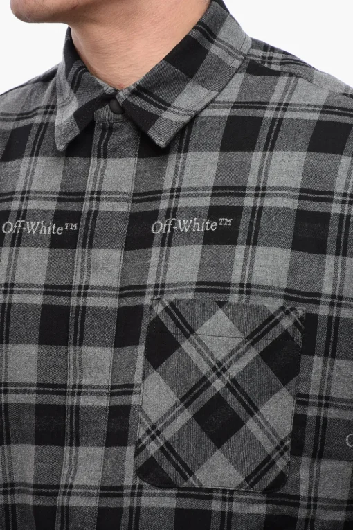 Overshirt In Flanella Foderata A Quadri>Off-White Outlet