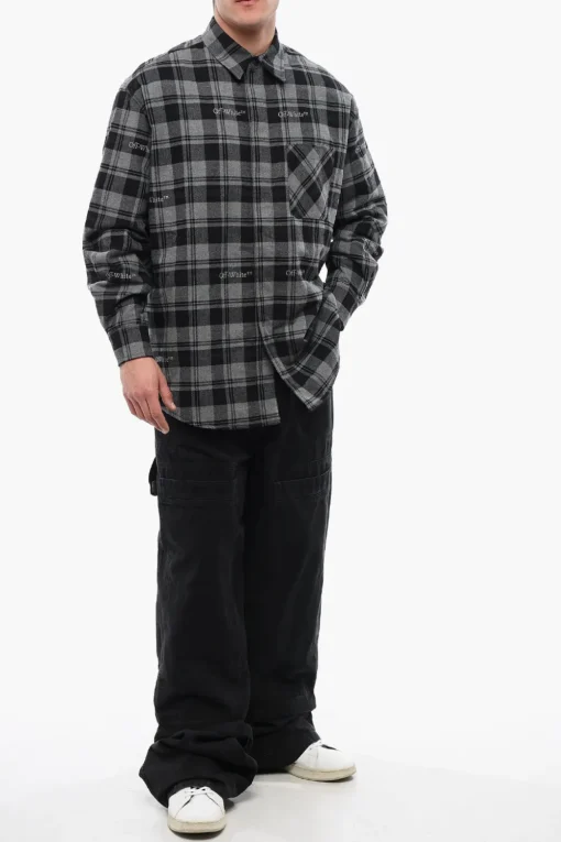Overshirt In Flanella Foderata A Quadri>Off-White Outlet