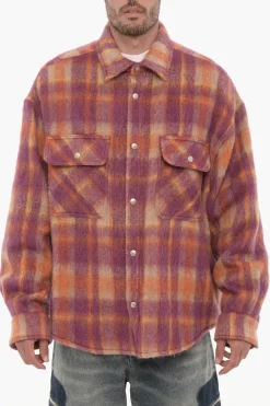 Overshirt in Lana Vergine con Bottoni Automatici>Palm Angels Hot