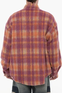 Overshirt in Lana Vergine con Bottoni Automatici>Palm Angels Hot