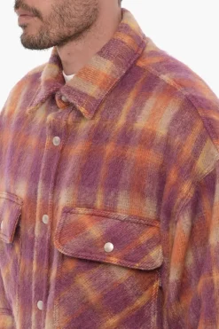 Overshirt in Lana Vergine con Bottoni Automatici></noscript>Palm Angels Hot