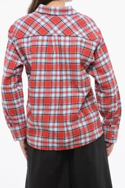 Outlet Overshirt in Misto Cotone Plaid Check con Dettagli Frangiati Donna Camicie