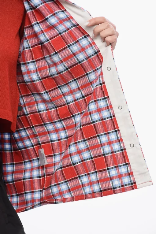 Outlet Overshirt in Misto Cotone Plaid Check con Dettagli Frangiati Donna Camicie
