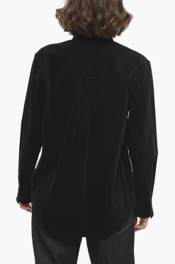 Fashion Overshirt in Velour a Coste con Patch Ricamato Donna Camicie
