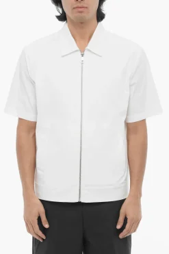 Sale Overshirt Leggero a Tinta Unita con Maniche Corte Uomo Camicie