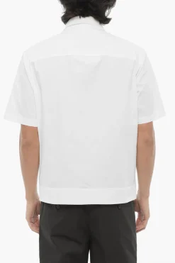 Sale Overshirt Leggero a Tinta Unita con Maniche Corte Uomo Camicie