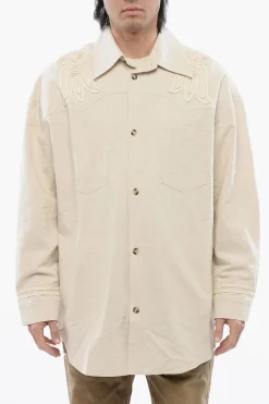 Fashion Overshirt MARLAS in Tinta Unita con Ricami Uomo Camicie
