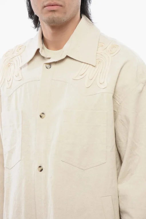Fashion Overshirt MARLAS in Tinta Unita con Ricami Uomo Camicie