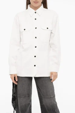 Overshirt PENNY in Cotone e Lino a Tinta Unita con Dettaglio Bandana>Destin Fashion