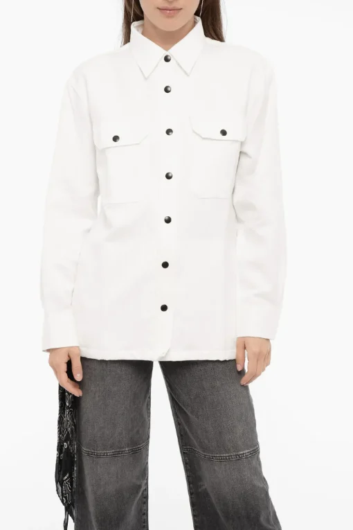 Overshirt PENNY in Cotone e Lino a Tinta Unita con Dettaglio Bandana>Destin Fashion