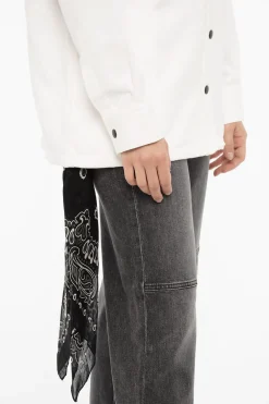 Overshirt PENNY in Cotone e Lino a Tinta Unita con Dettaglio Bandana></noscript>Destin Fashion