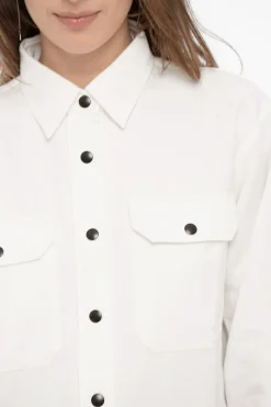 Overshirt PENNY in Cotone e Lino a Tinta Unita con Dettaglio Bandana></noscript>Destin Fashion