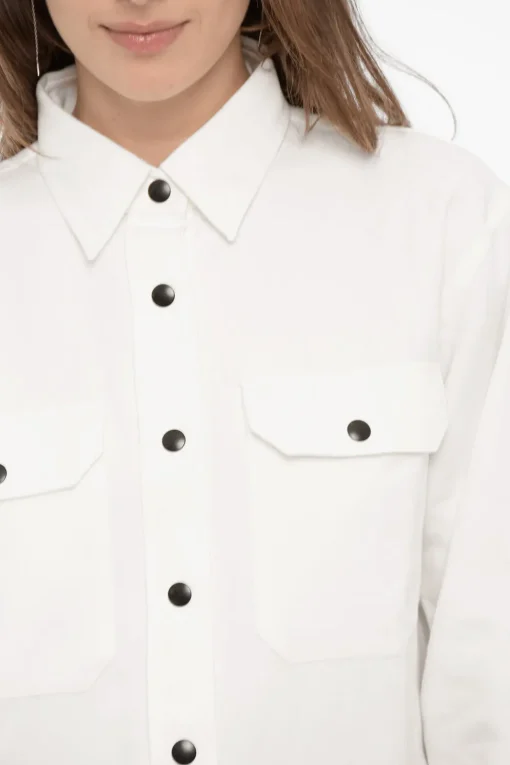 Overshirt PENNY in Cotone e Lino a Tinta Unita con Dettaglio Bandana>Destin Fashion