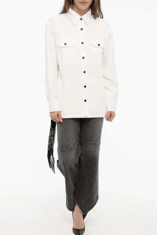 Overshirt PENNY in Cotone e Lino a Tinta Unita con Dettaglio Bandana>Destin Fashion