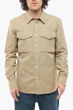 Online Overshirt Sahariana in Cotone con Collo Francese Uomo Camicie