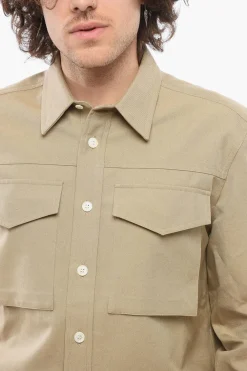 Online Overshirt Sahariana in Cotone con Collo Francese Uomo Camicie