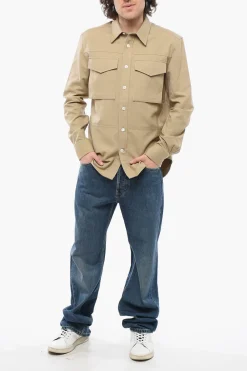 Online Overshirt Sahariana in Cotone con Collo Francese Uomo Camicie