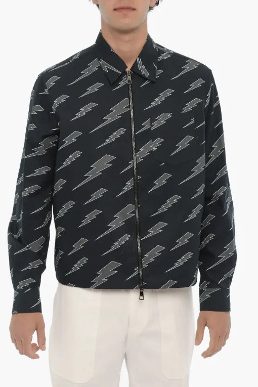 Overshirt Stampata con Chiusura Zip>Neil Barrett Sale