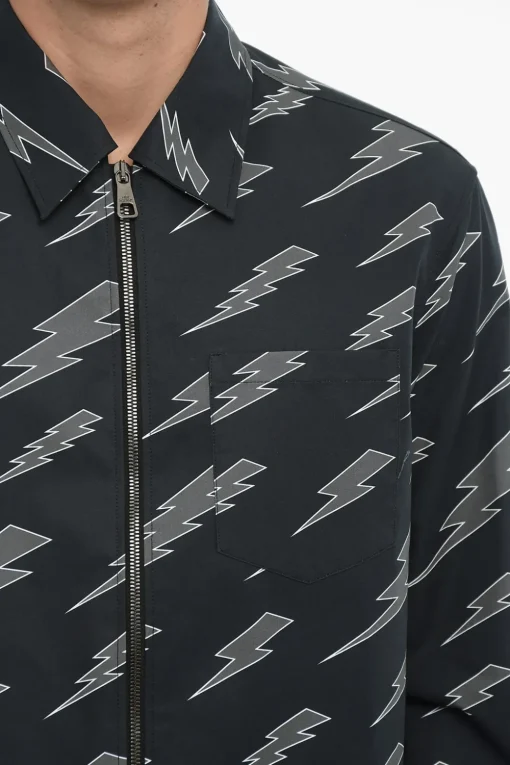 Overshirt Stampata con Chiusura Zip>Neil Barrett Sale