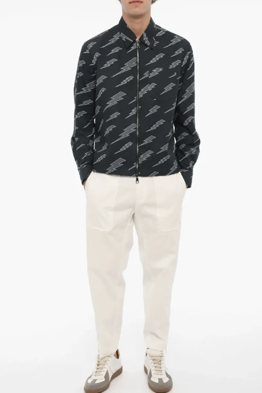 Overshirt Stampata con Chiusura Zip>Neil Barrett Sale